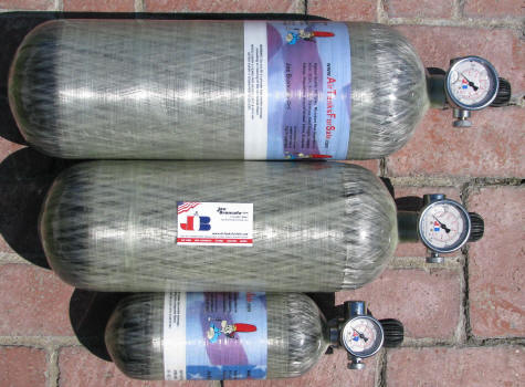 Trio of 4500 PSI Carbon Fiber Tanks For Filling PCP (Pre-Charged-Pneumatic) Air Guns